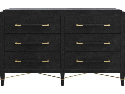 Currey and Company Verona Black Six-Drawer Chest in Lacquered Linen