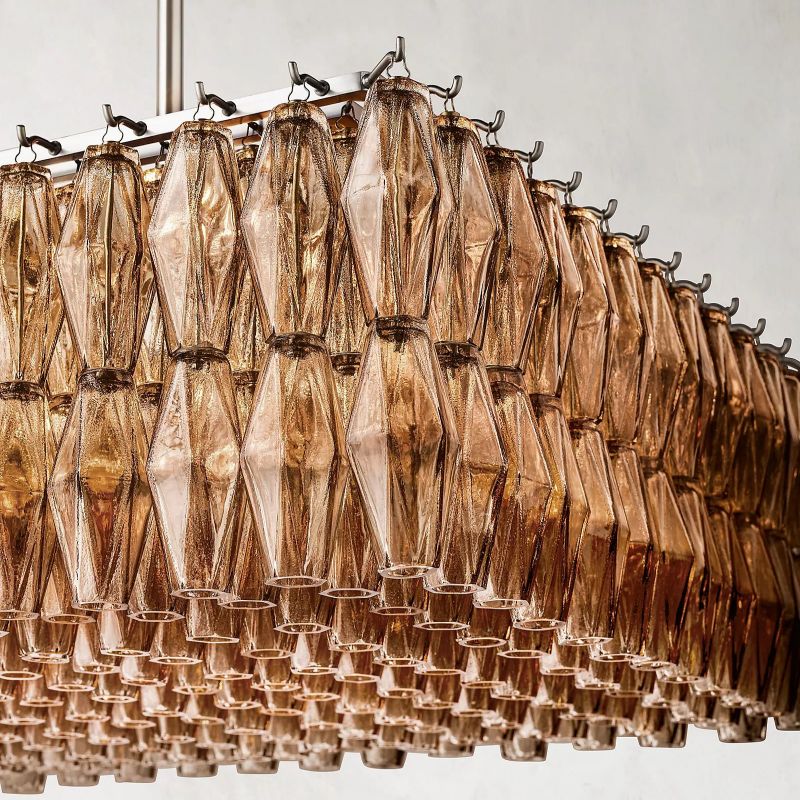 Tarin Smoke Glass Rectangular Chandelier 74"