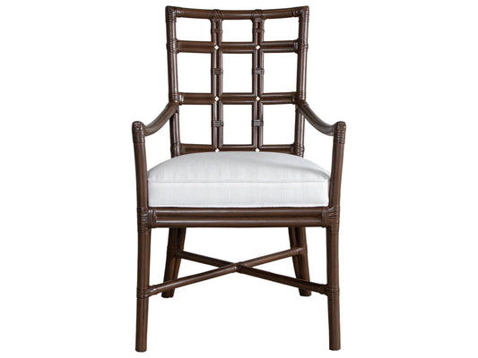Seville Rattan Upholstered Arm Dining Chair