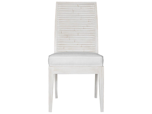 Stacked Bamboo Rattan Upholstered Armless Dining Chair