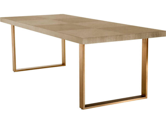 Remington 230 cm Rectangle Dining Table in Washed Oak Veneer and Brushed Brass