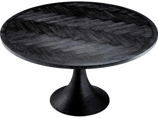 Melchior Round Charcoal Oak Veneer Dining Table
