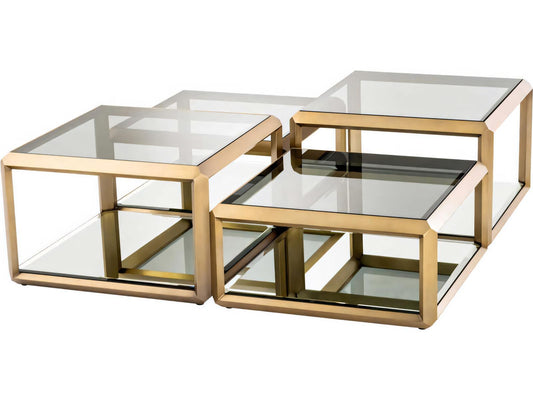 Callum Brushed Brass Set of 4 Coffee Table