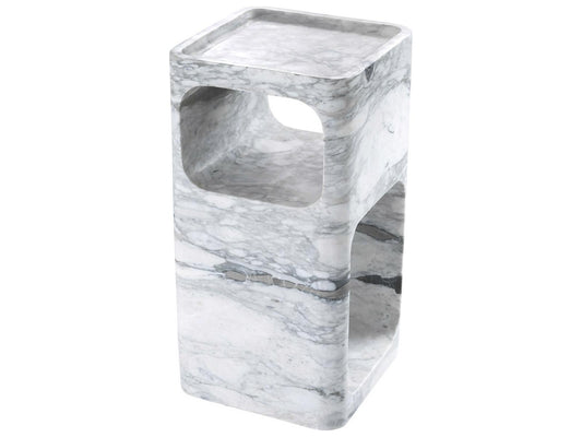 Adler Square End Table with Honed White Marble