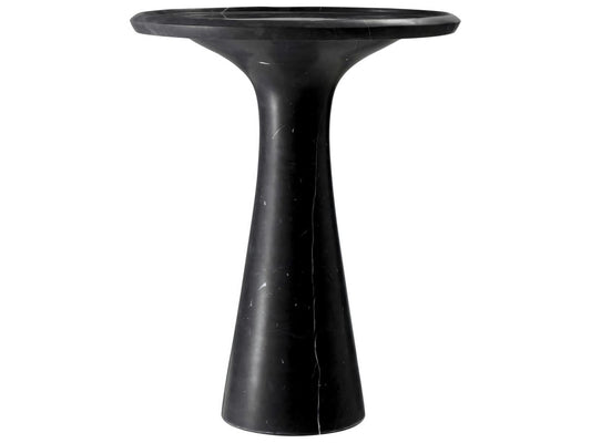 Pompano Low Round Side Table in Honed Black Marble