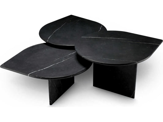 Naples Set of 3 Honed Black Marble Coffee Tables