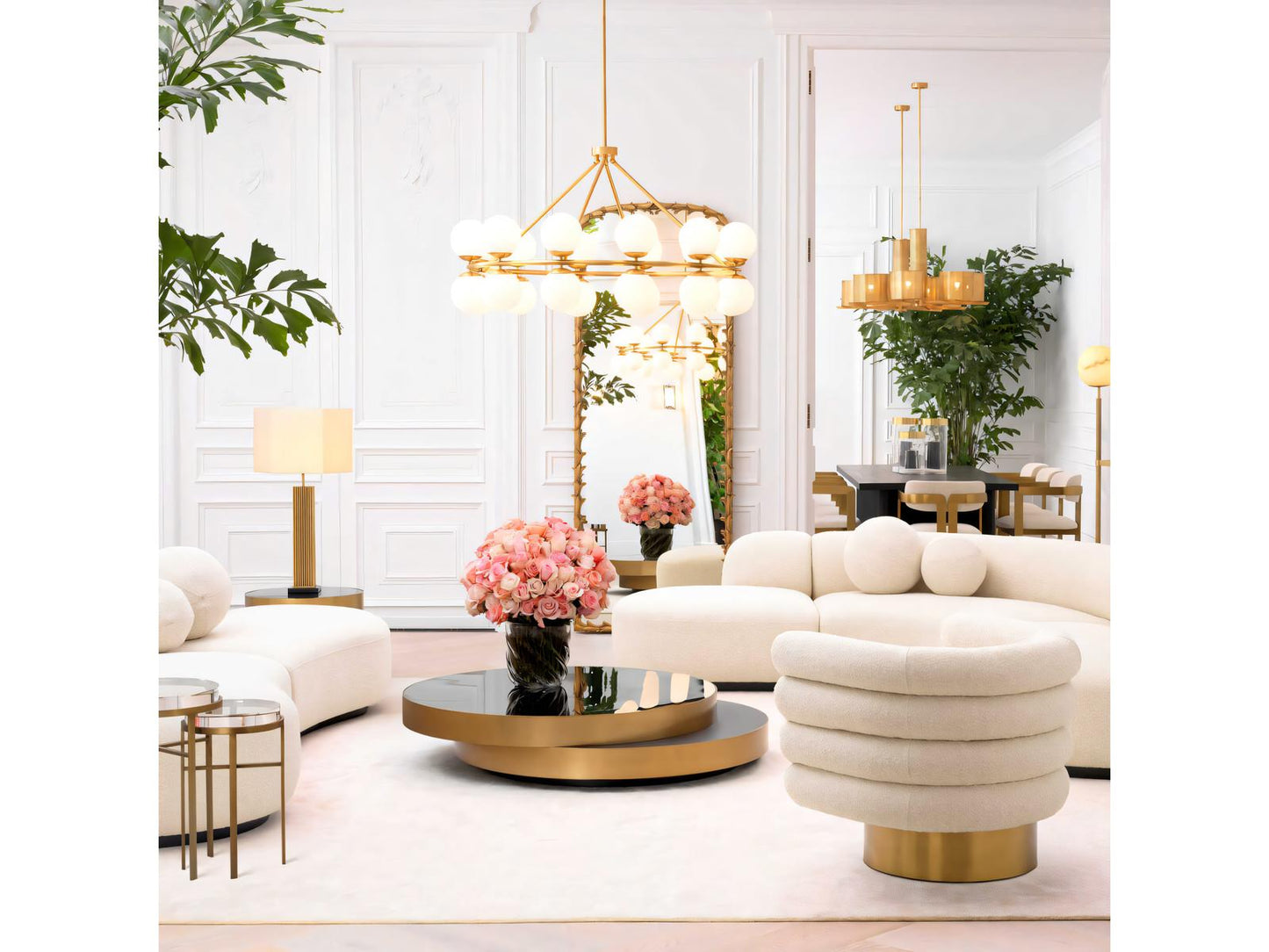 Griffith Modern Glam Coffee Table with Black Glass and Oak Veneer