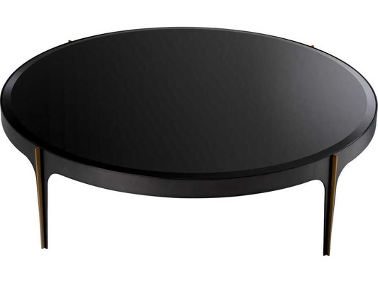 Artemisa L Round Coffee Table in Bronze with Black Beveled Glass