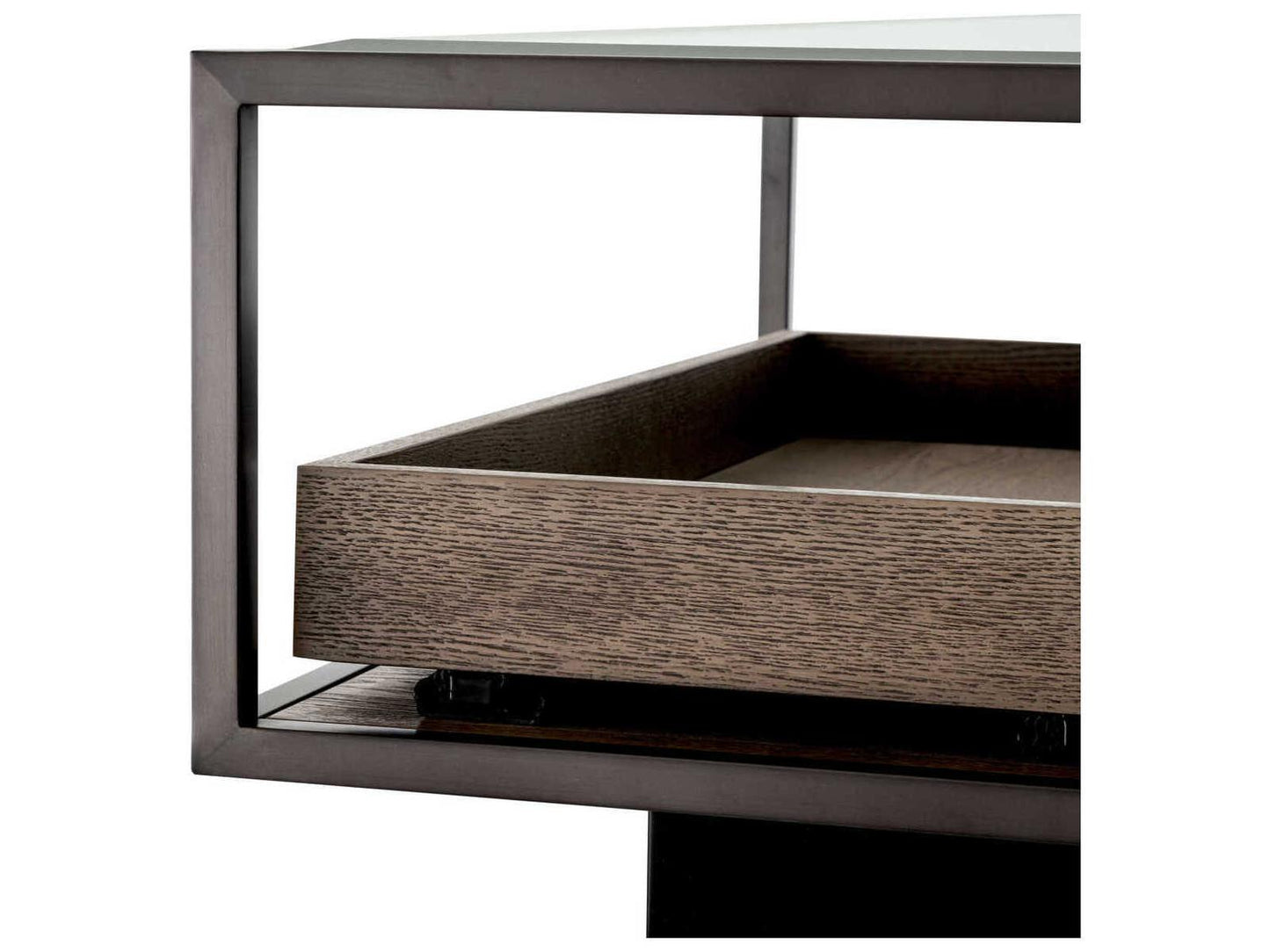 Roxton Rectangle Coffee Table in Bronze Finish with Clear Glass Top