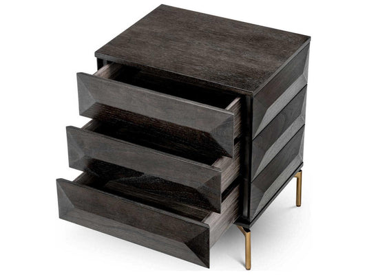 Denver Mocha Oak Nightstand with Brushed Brass Finish