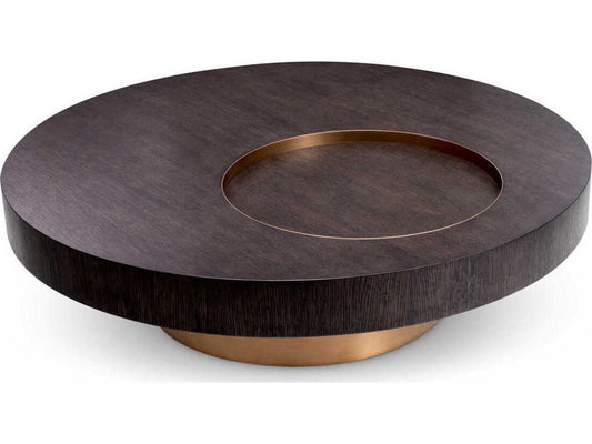 Otus Square Coffee Table Mocha Oak Veneer Brushed Brass