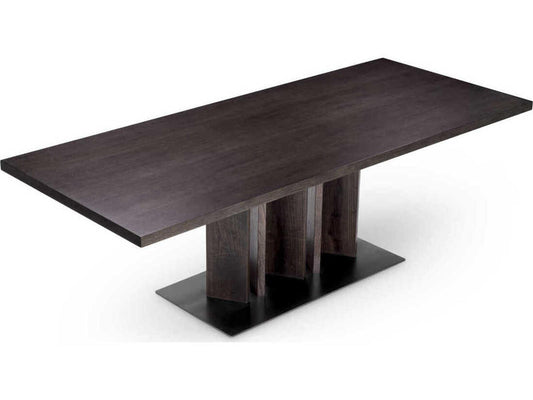 Julius Rectangle Dining Table in Mocha Oak Veneer with Bronze Finish