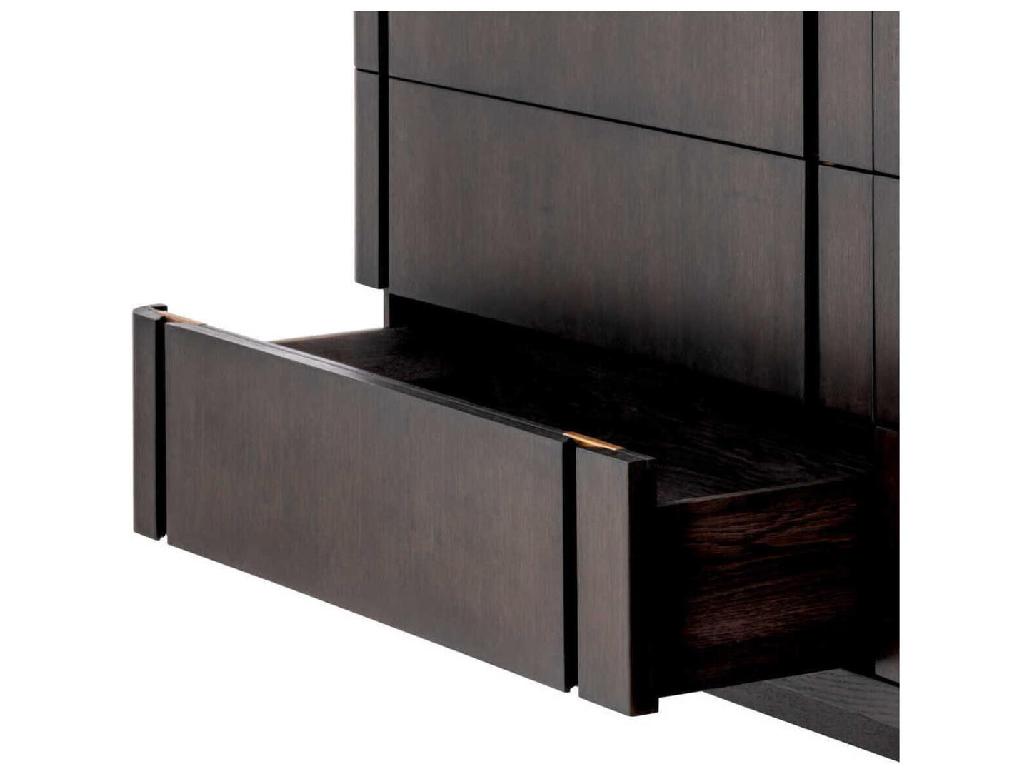 Modesto L Dresser in Mocha Oak Veneer with Brushed Brass Finish