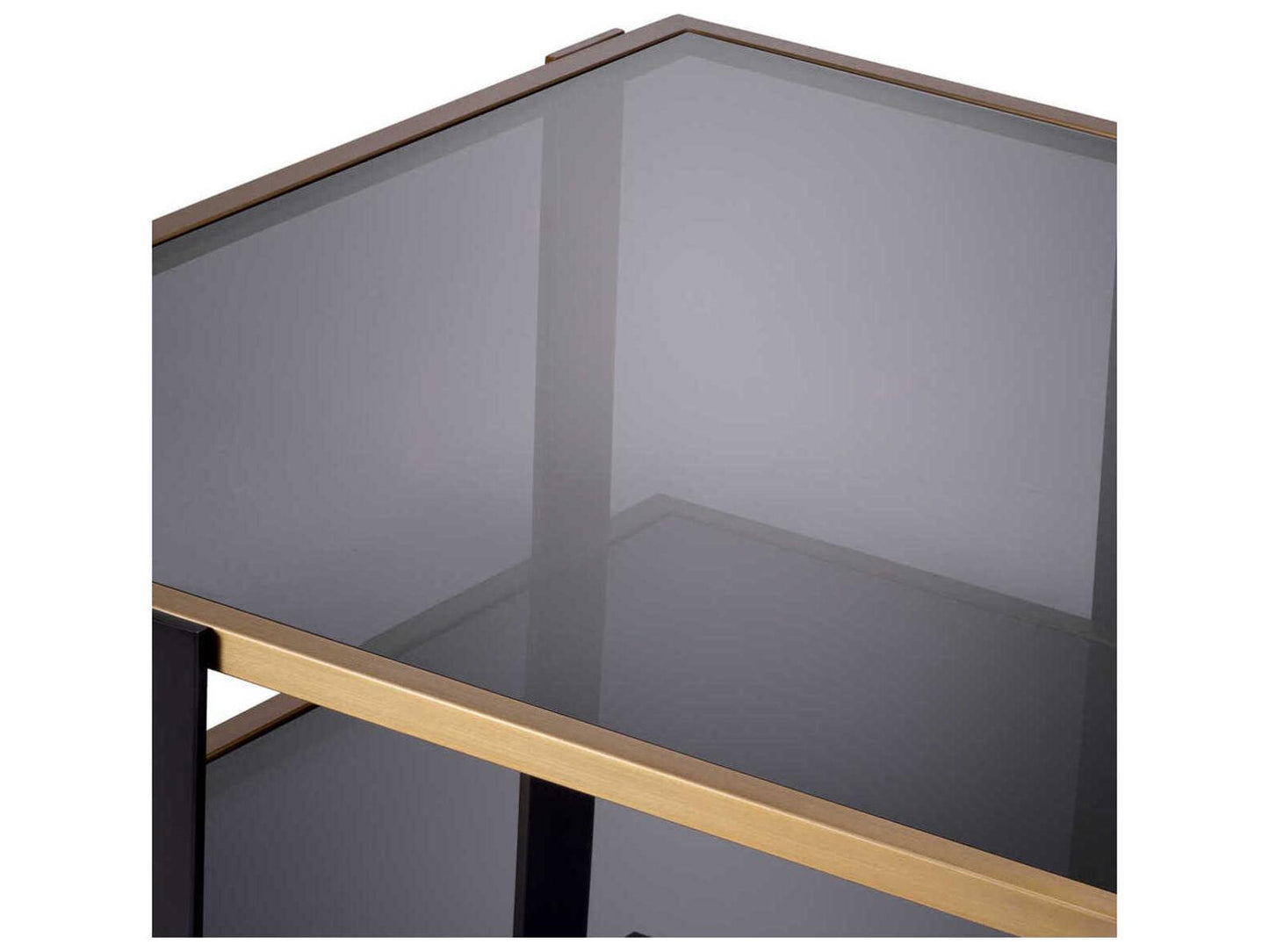 Clio Square Coffee Table in Brushed Brass and Smoked Glass