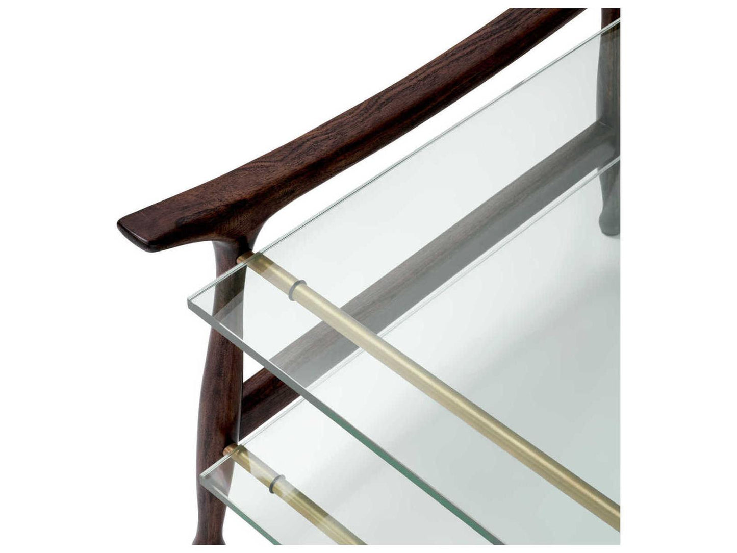 Manzo Coffee Table in Classic Brown Finish with Clear Glass