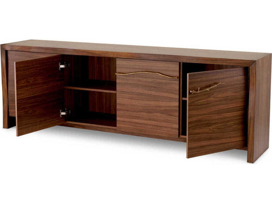 Charford 4-Door Dresser in Walnut Veneer with Medium Bronze Finish