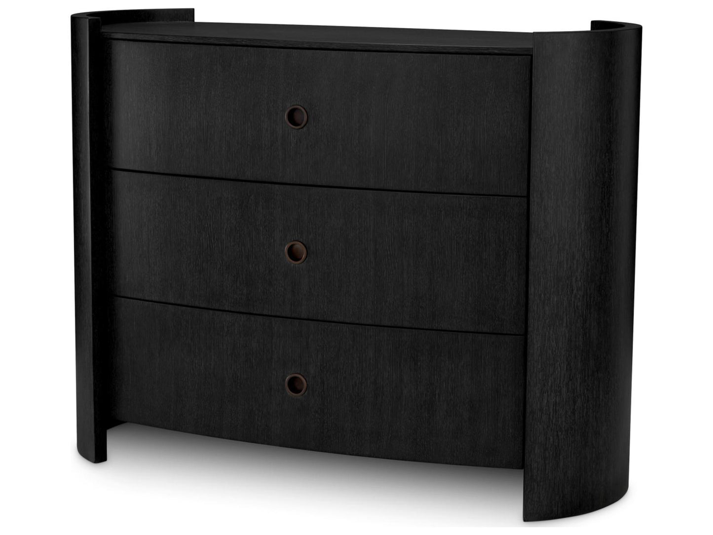 Splendora 3-Drawer Dresser in Charcoal Grey Oak Veneer with Bronze Finish