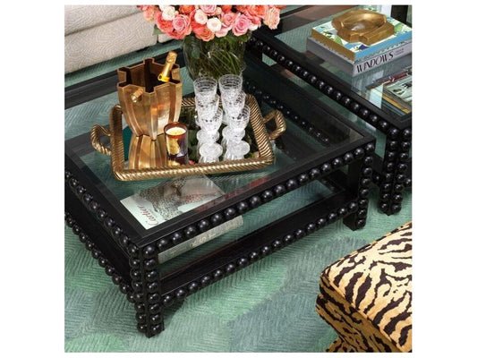 Ethnicraft Coffee Table Kenton Classic Black Finish Clear Glass