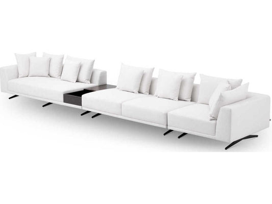 Endless Modular Upholstered Sectional Sofa in Avalon White with Black Legs