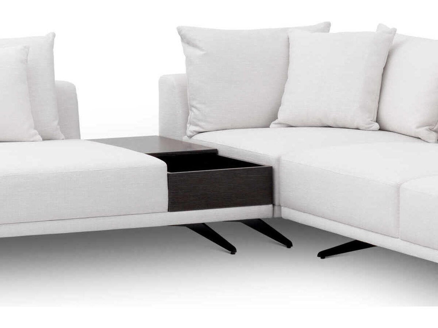 Endless Modular Upholstered Sectional Sofa in Avalon White with Black Legs