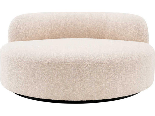 Bjorn Round Boucle Cream Sofa with Black Base
