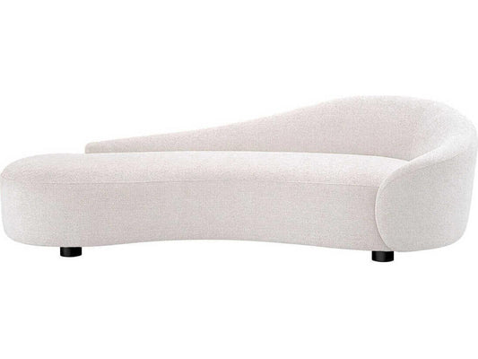 Rivolo Curved Sofa in Lyssa Off-White Fabric with Black Feet