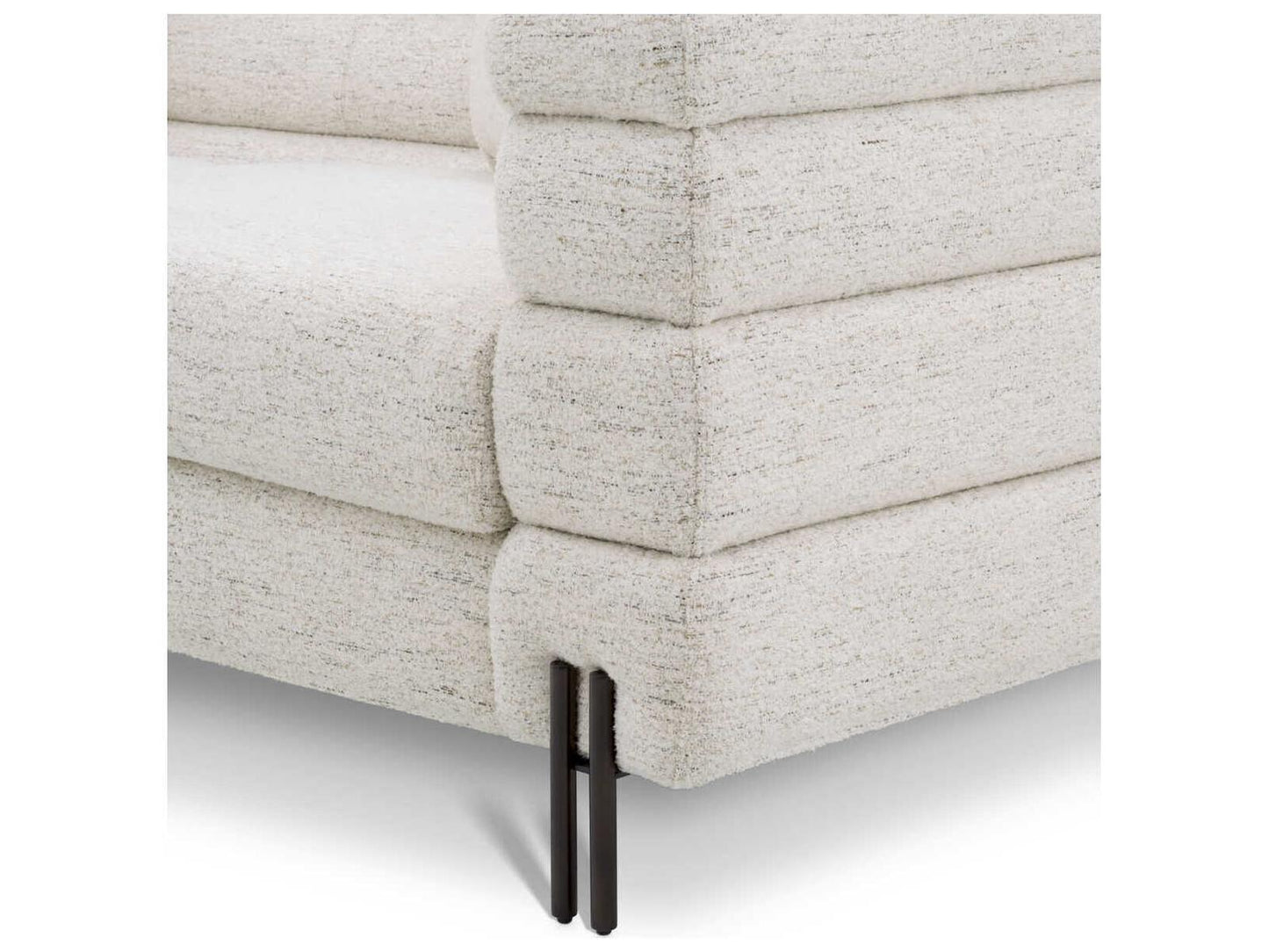 York 3-Seat Upholstered Sofa in Mademoiselle Beige with Brushed Brass Legs