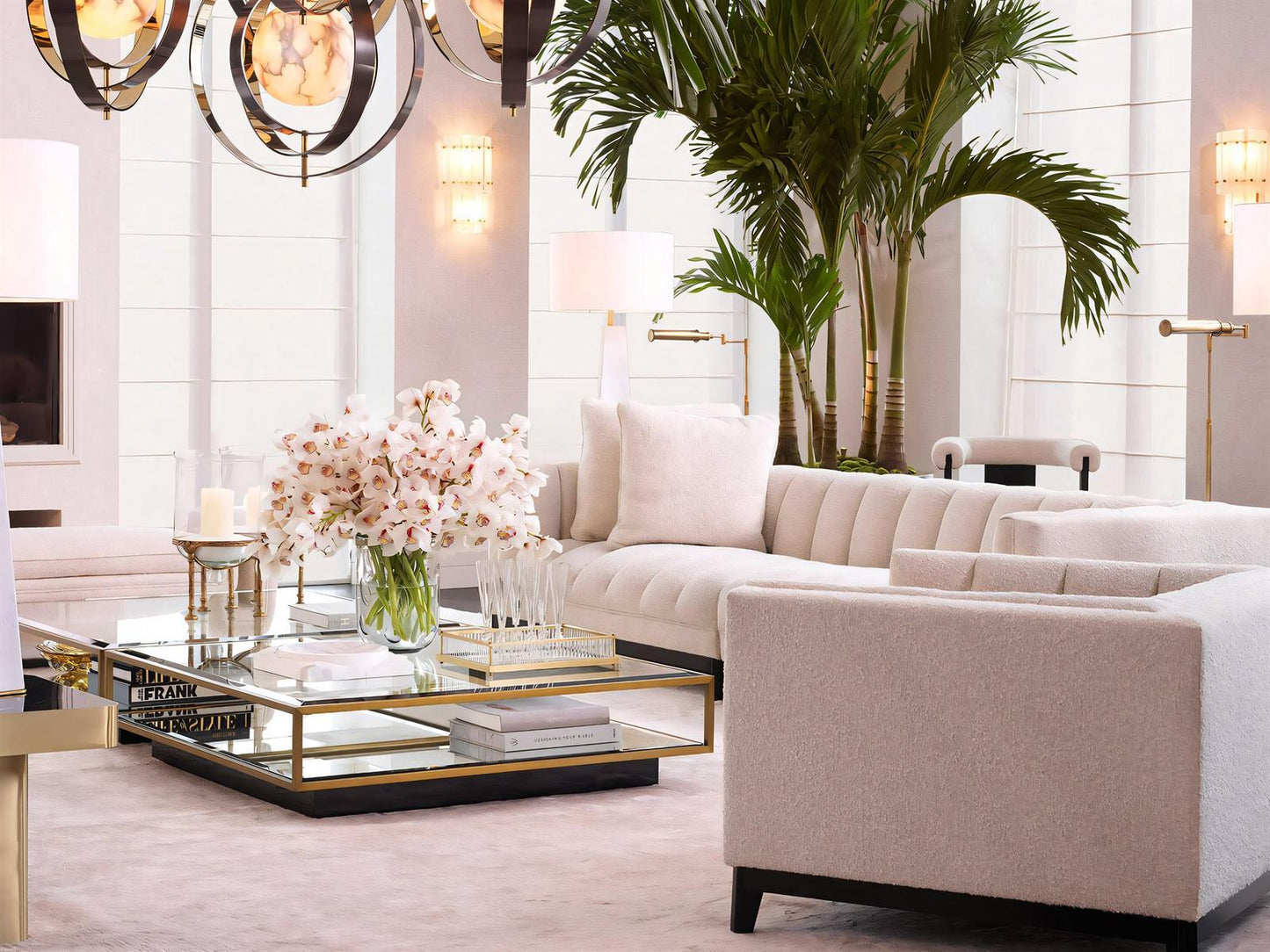 Tortona L Square Coffee Table Brushed Brass Finish