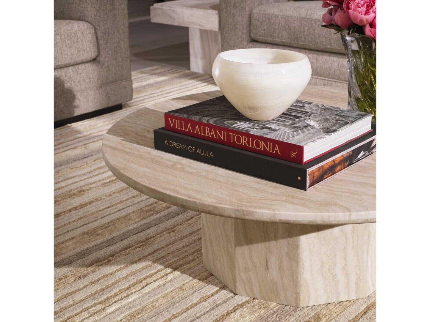 Florence Round Travertine Coffee Table