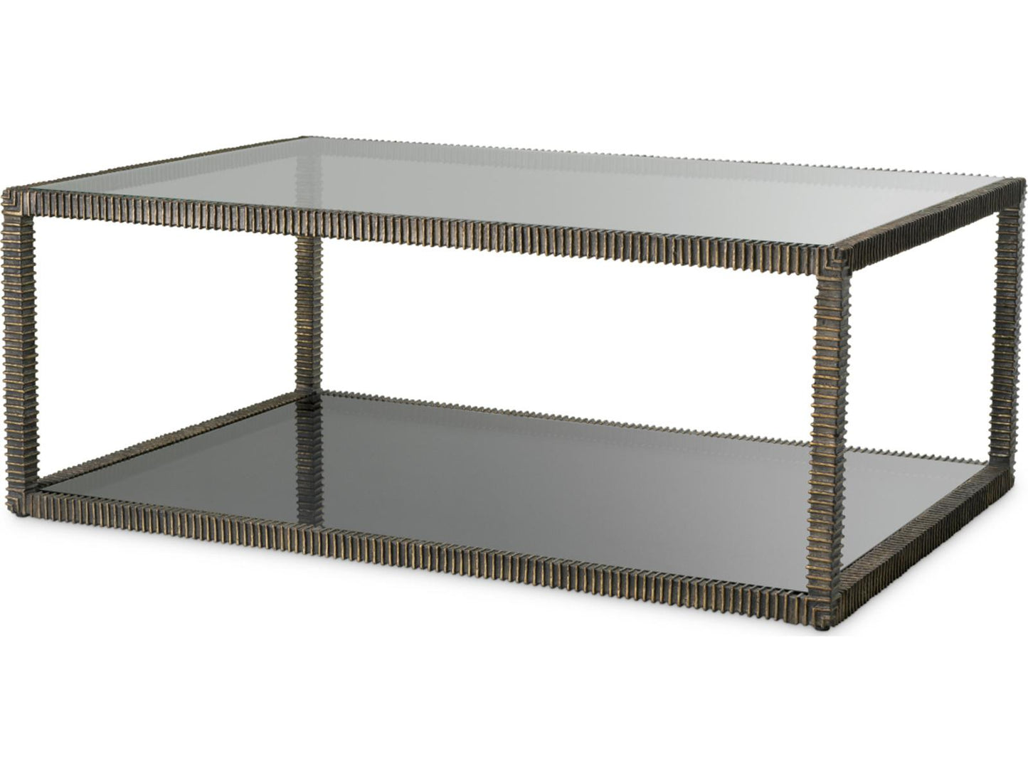 Bethesda Rectangle Coffee Table with Bronze Highlight and Glass Top
