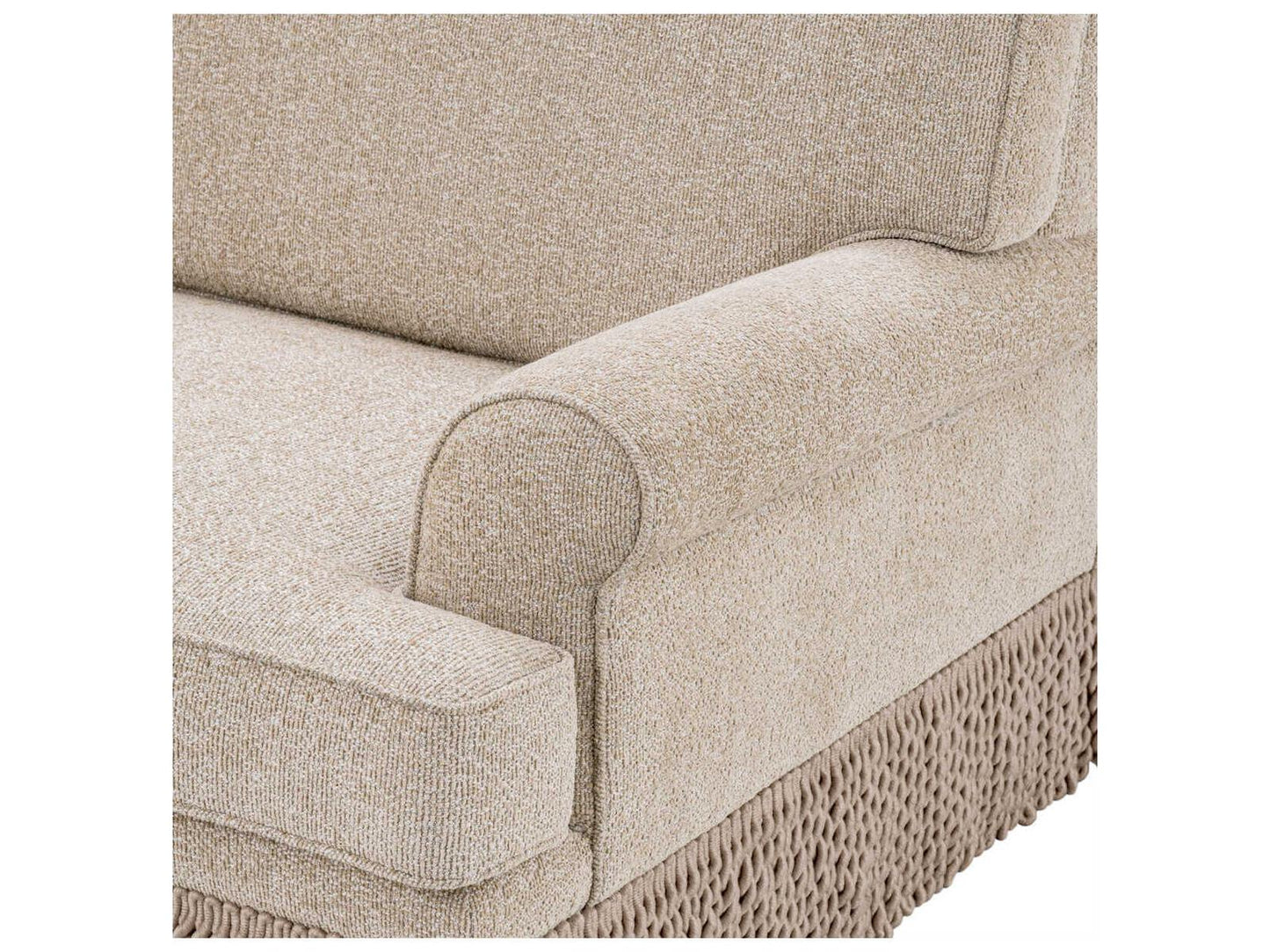Madison Metropolitan Collection Palmer Beige Upholstered Sofa with Fringe