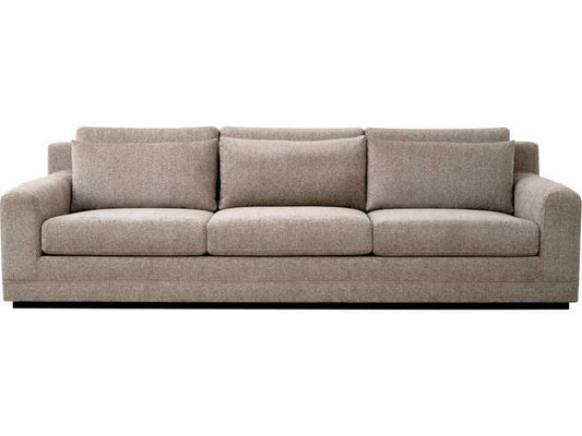 Manhattan 3-Seat Hunt Chenille Taupe Sofa with Black Base
