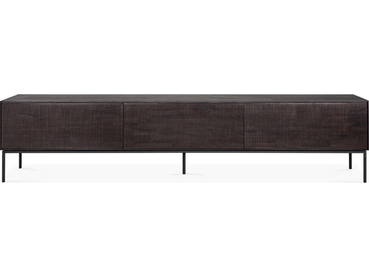 Grooves Teak Black Tv Cupboard