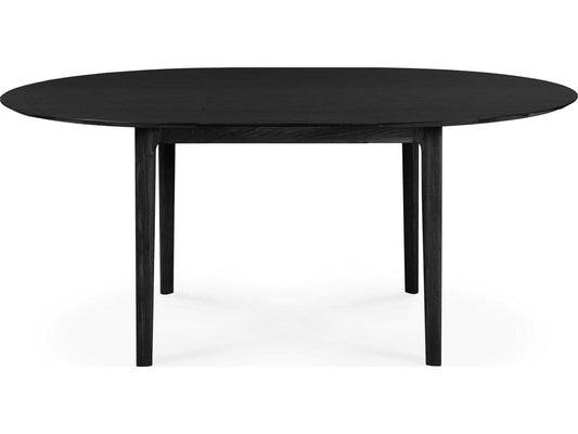 Bok 51-71 Inch Round to Oval Extendable Dining Table in Black Oak