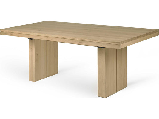 Double Rectangle 79-118 Inch Extendable Dining Table in Natural Oak