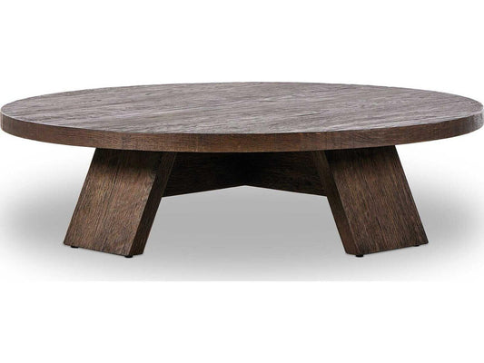 Irondale Round Resawn Oak Coffee Table Ashen Oak Resawn