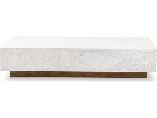 Hughes Masera Rectangular Coffee Table in White Carrara Marble