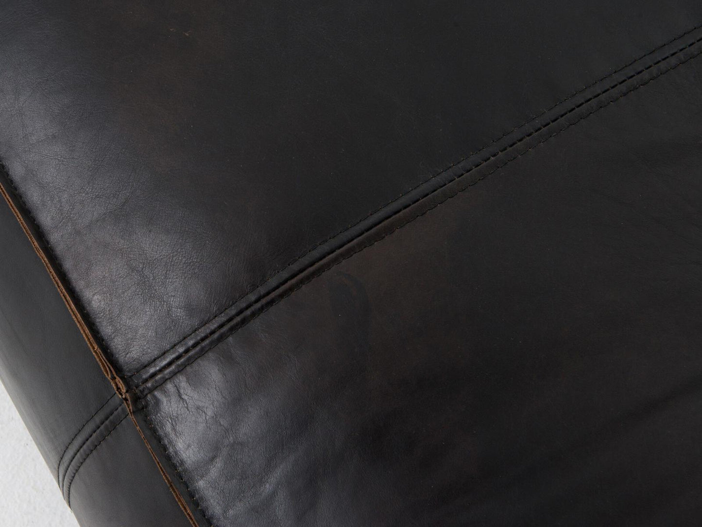 Nolita Reverse Stitch 99 Inch Top-Grain Leather Sofa in Rider Black