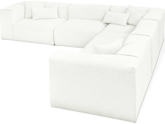 Nest 5-Piece Modular Sectional Sofa in Morris Bone Bouclé Fabric