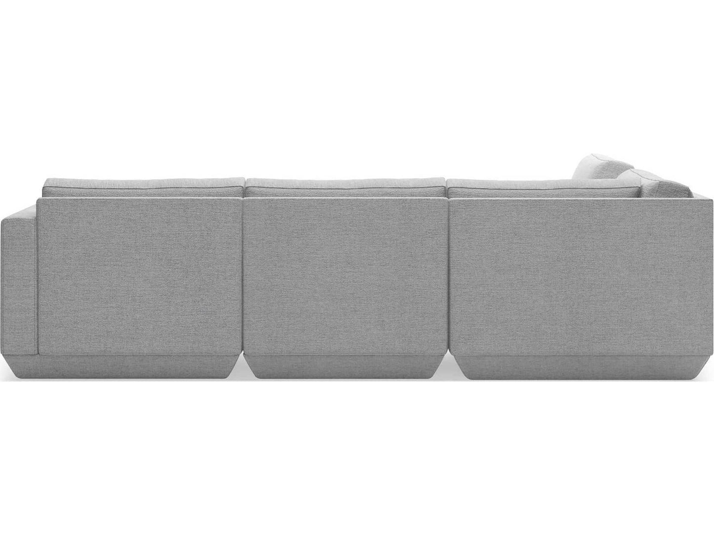 Podium 5-Piece Left-Facing Modular Fabric Sectional in Bayview Silver