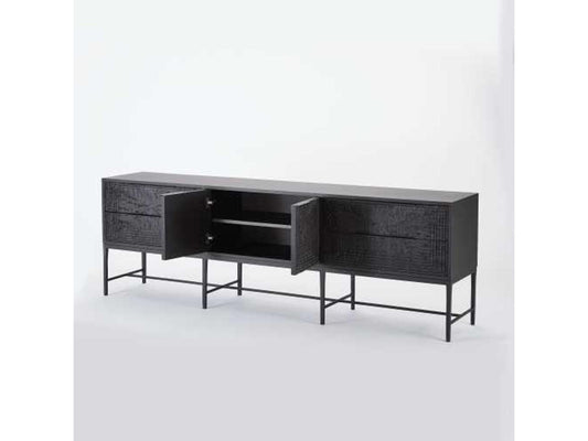 Kyoto 86-Inch Black Gmelina Wood Media Cabinet