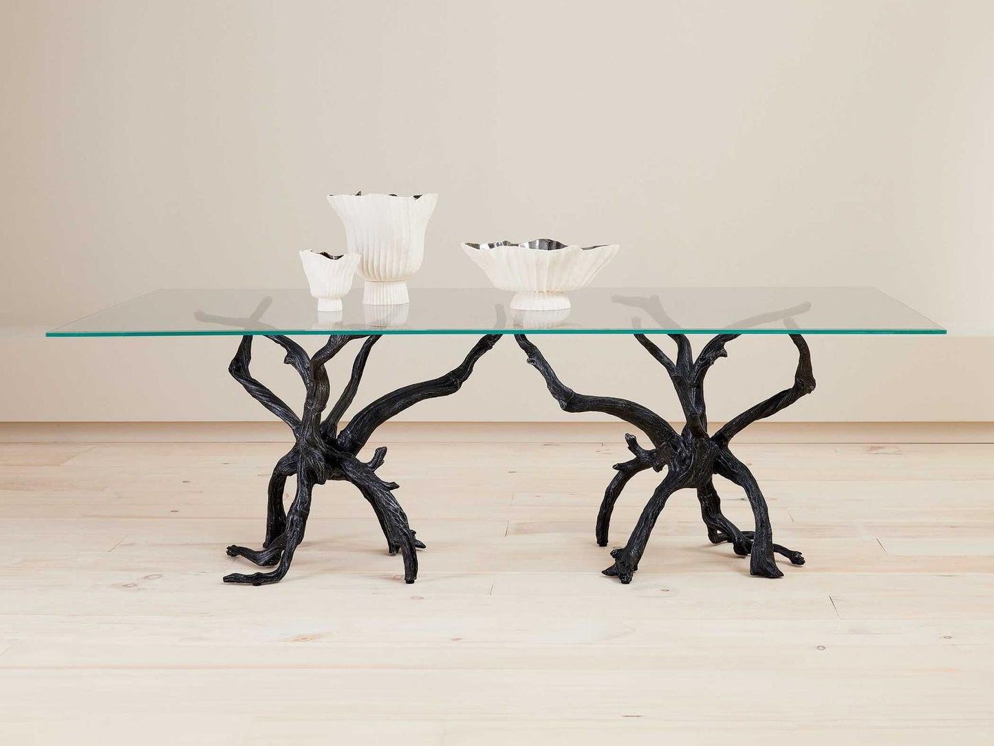 Monterey 96-Inch Rectangle Dining Table Natural Iron and Glass