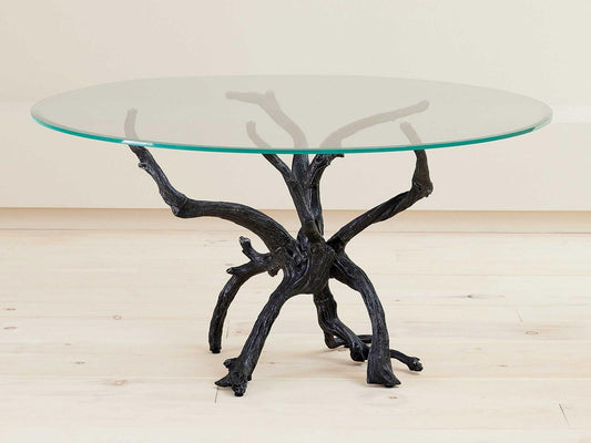 Monterey Round 60-Inch Glass Top Dining Table in Natural Iron