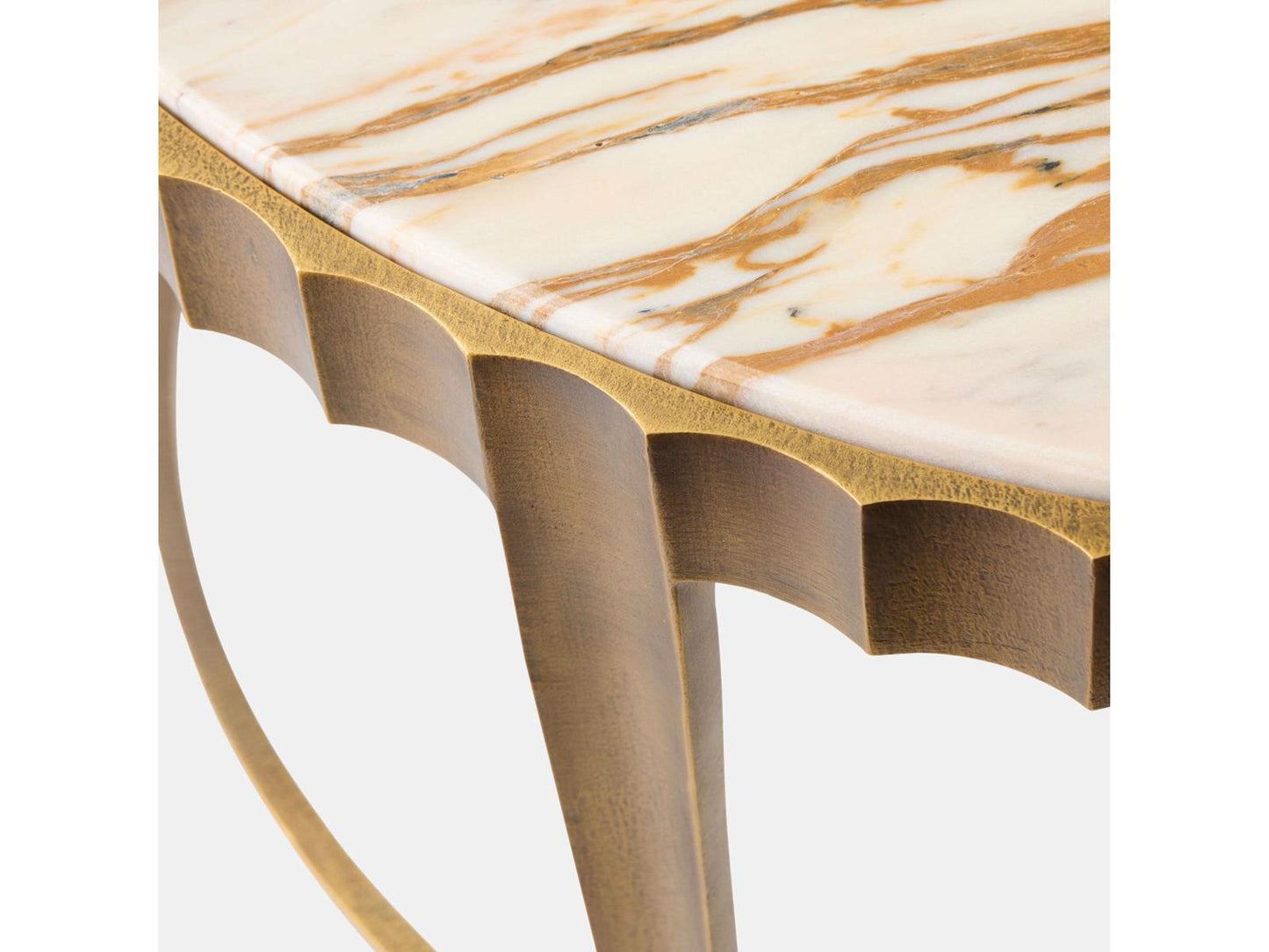 Liberty Round Marble Vintage Brass Honed Coffee Table