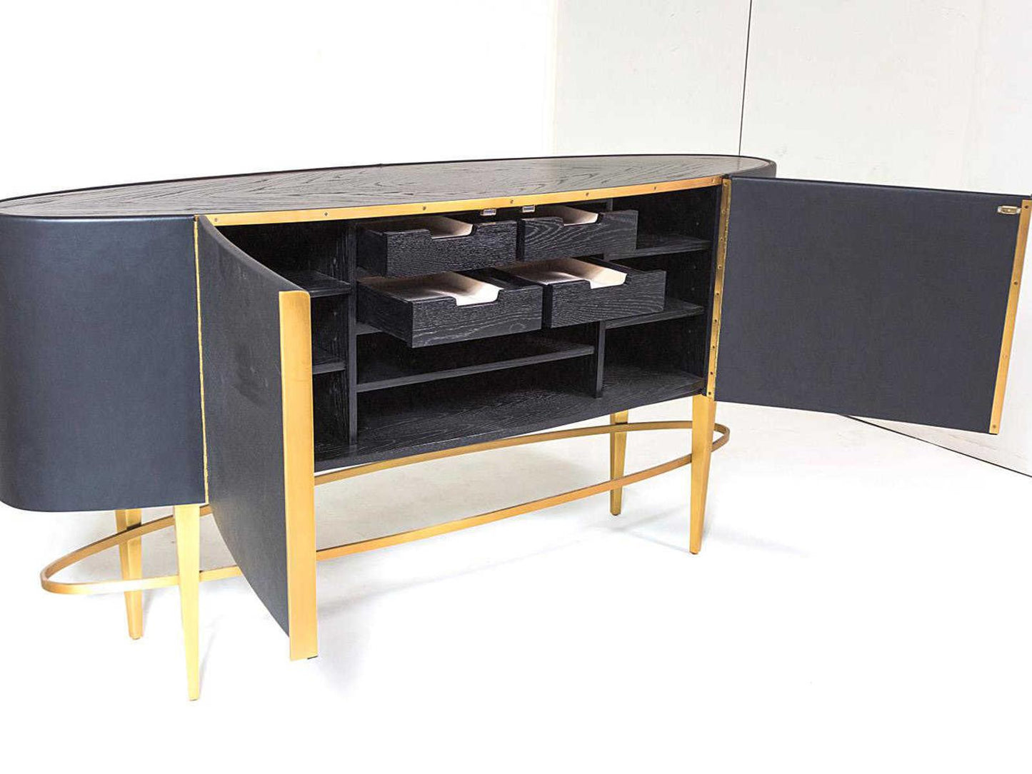 Ellipse 72-Inch Oak Wood Sideboard in Black Golden