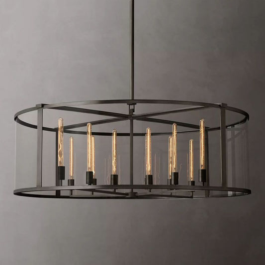 Beckor Glass Lantern Modern Round Chandelier 55"