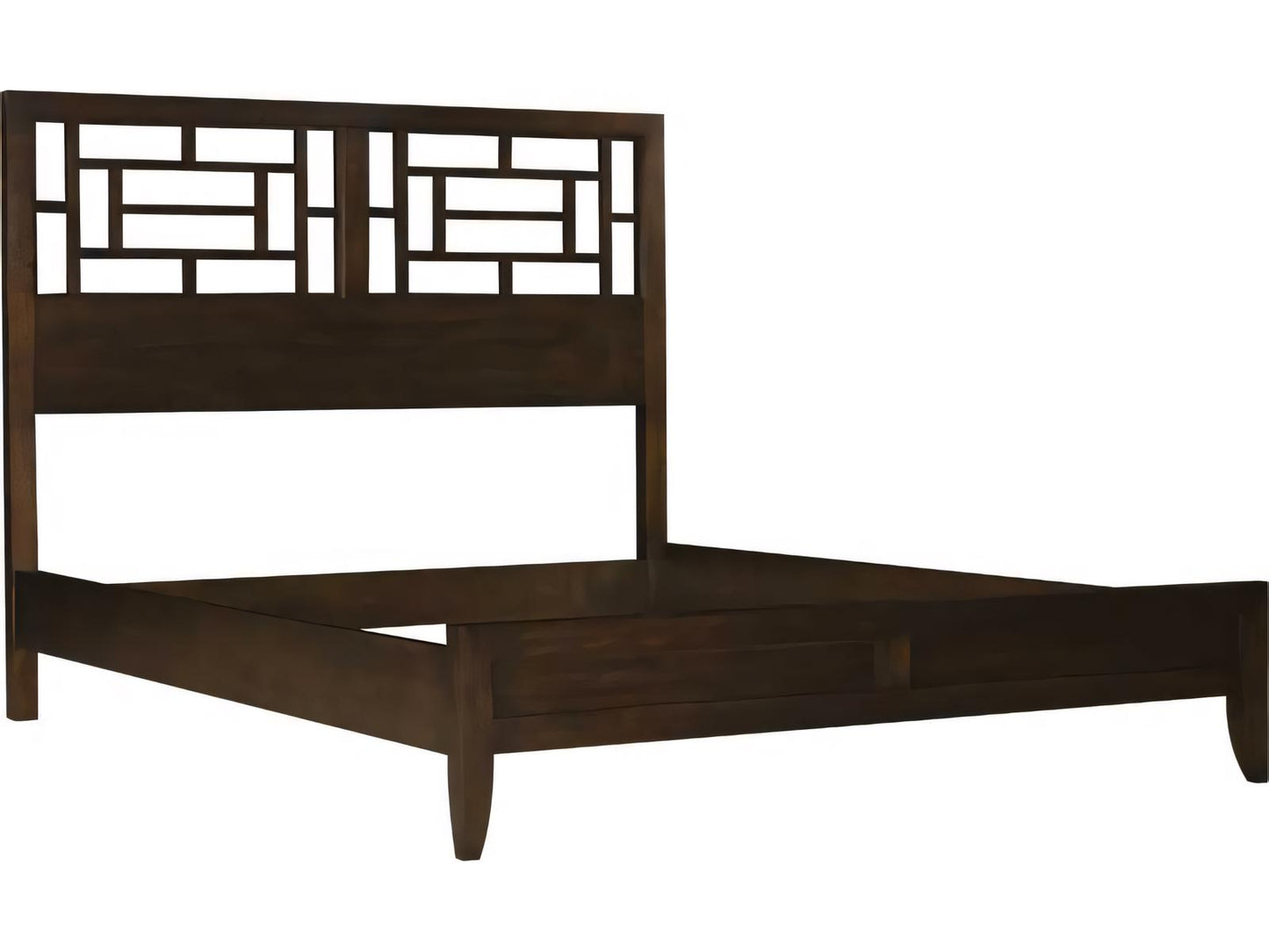 Pierced Panel King Bed in Brown Mahogany Wood
