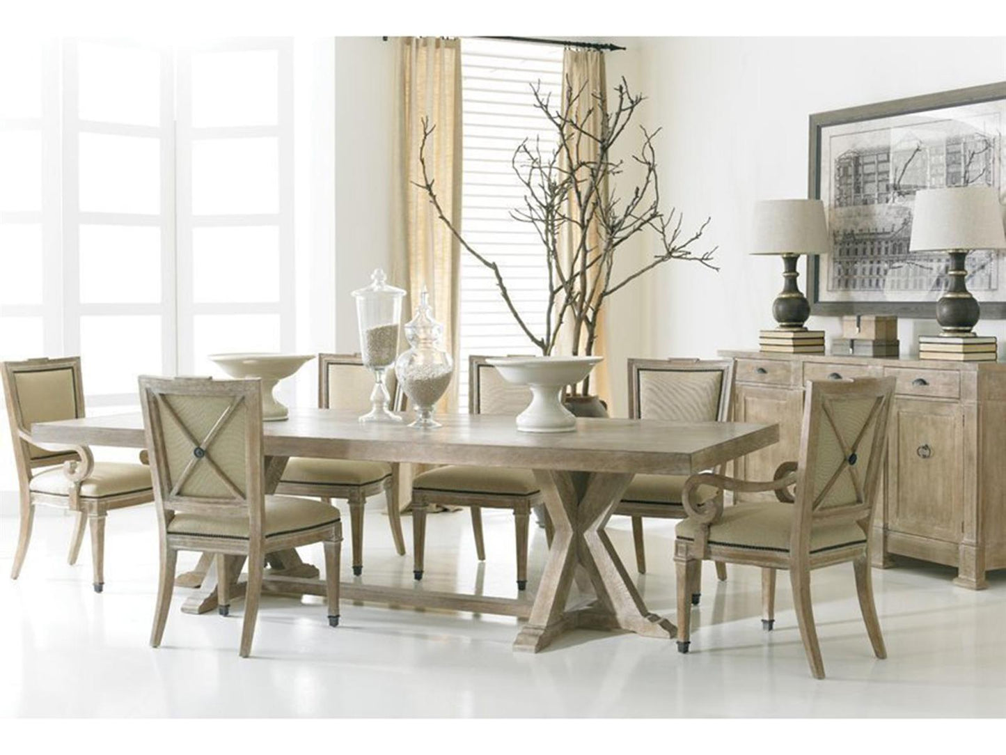 Urban Loft Rectangular 112-Inch Ash Dining Table in Washed Canvas