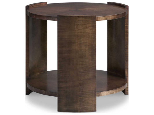 Belvedere Round Wood End Table with Shelf