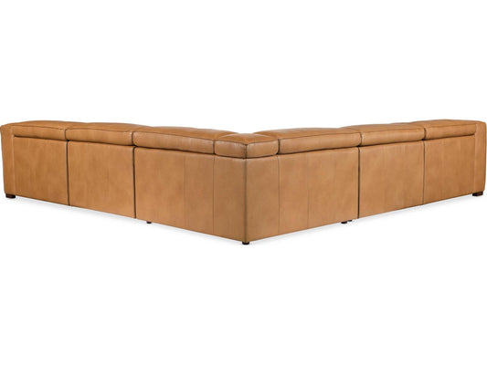 Fresco 5-Piece Power Reclining Leather Sectional in Brown